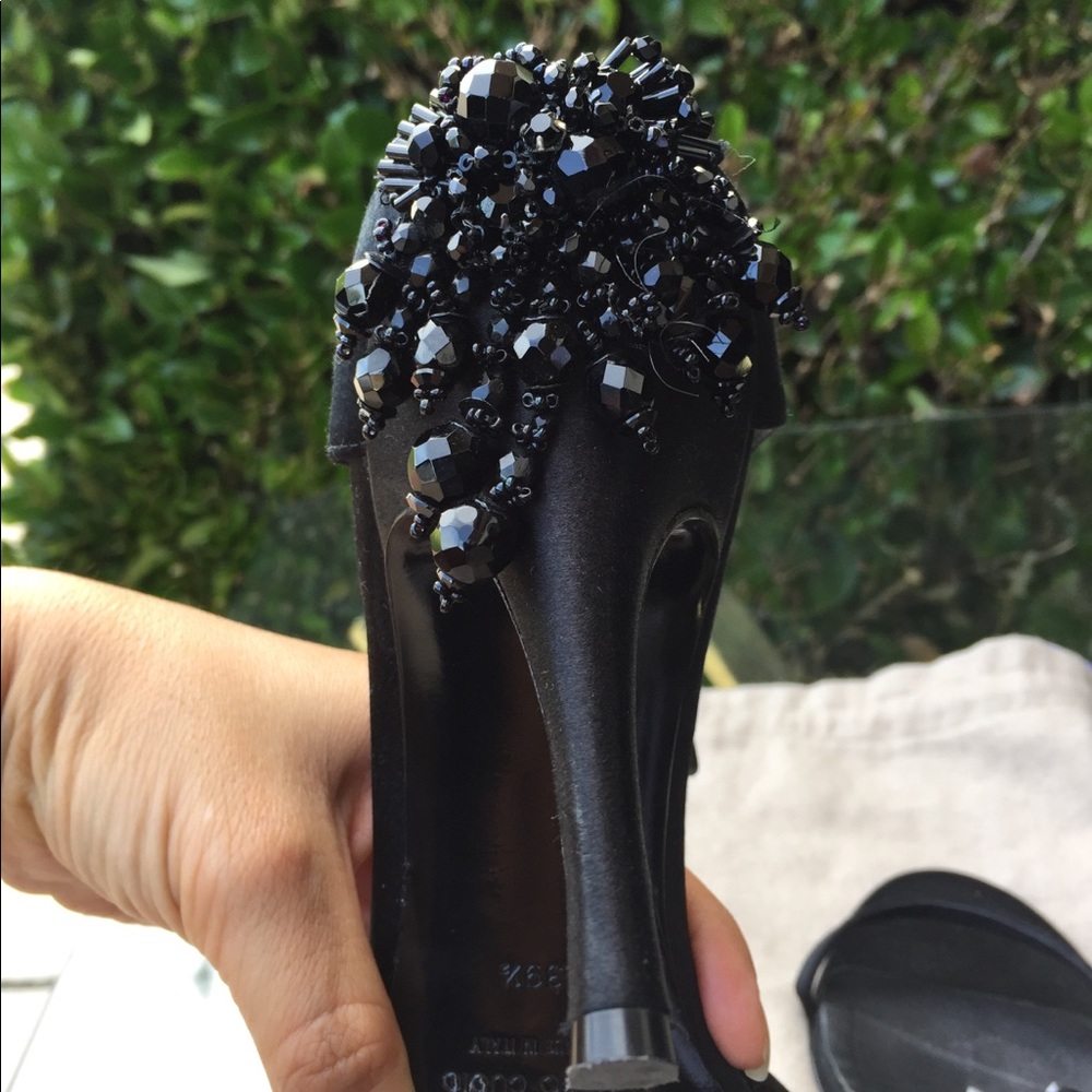 Auth BADGLEY MISCHKA Black Bedazzled Heels 39.5 9